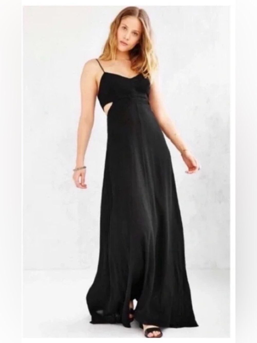 Ecote UO Black Spaghetti Strap Cutout Maxi Dress